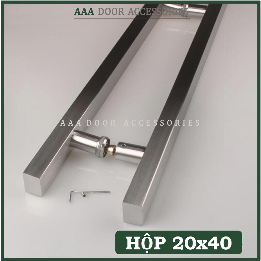 Tay nắm cửa kính cường lực hộp 20x40 INOX 304 cao cấp