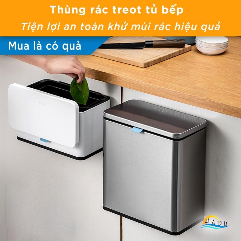 Thùng Rác Treo Tủ Bếp Mini Để Bàn Có Nắp Đậy Thông Minh Inox Cao Cấp Khử Mùi Than Hoạt Tính CCKO