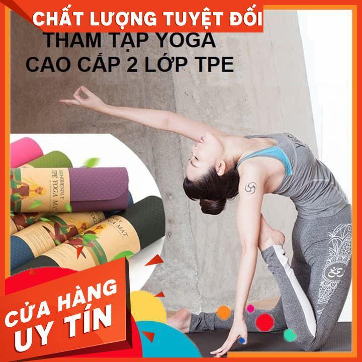 Thảm tập Yoga 2 lớp TPE dày 6mm, thảm tập Gym chống trơn trượt và không thấm mồ hôi Còn Hàng