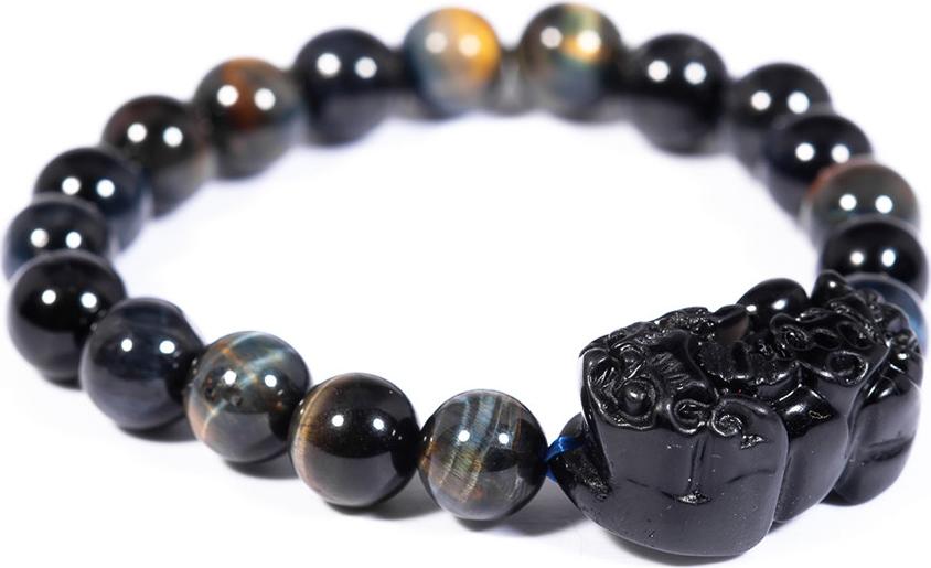 Vòng tay đá Mắt Hổ Xanh mix Tỳ hưu Obsidian VietGemstones