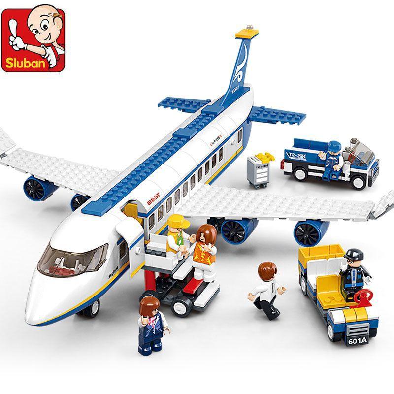 (463 mảnh)  Đồ chơi xếp hình Đồ chơi lego cho bé lắp ráp máy bay chở khách model Sluban B0366