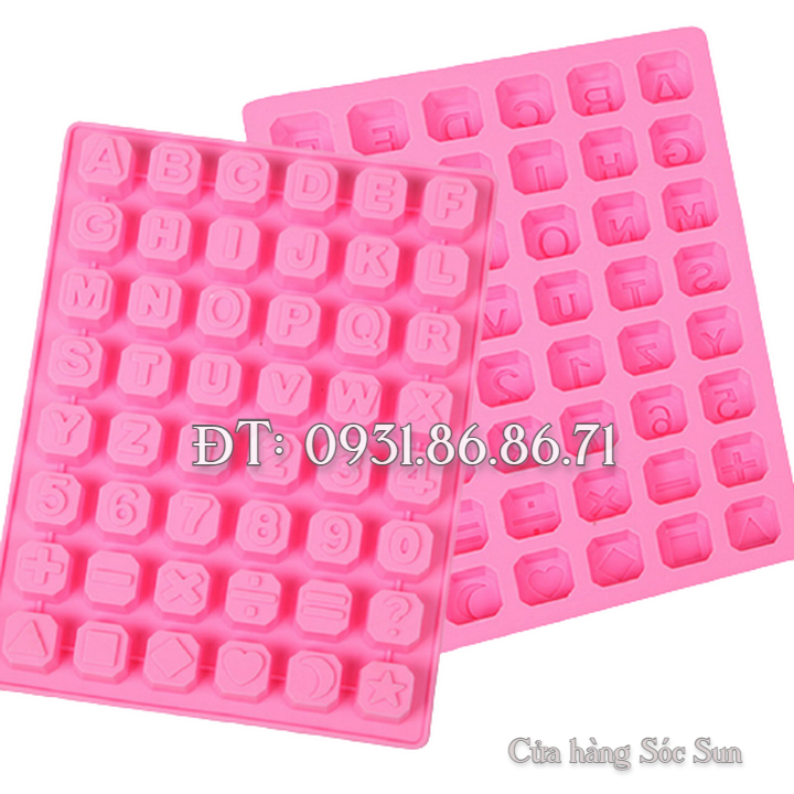Khuôn silicon 24 chữ cái, 10 số, ký tự - Mã số 1136
