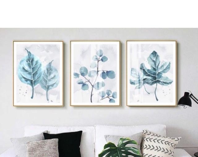 Tranh treo tường Tranh CANVAS bộ 3 hoa lá kích thước 40*50