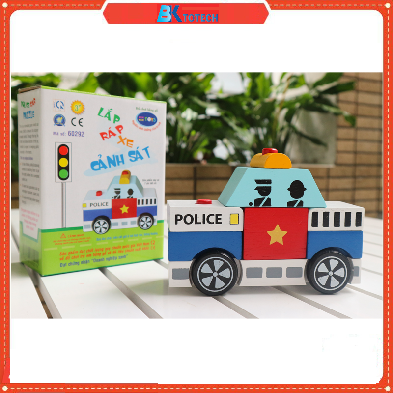 Đồ chơi mô hình xe ô tô, Lắp ráp xe cảnh sát - Đồ chơi gỗ Winwintoys