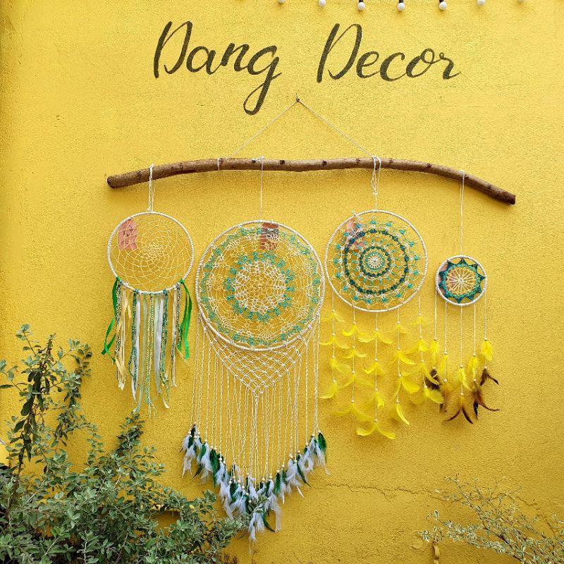 Set dreamcatcher 4 cái size lớn xanh ngọc trang trí nhà cửa phong cách boho