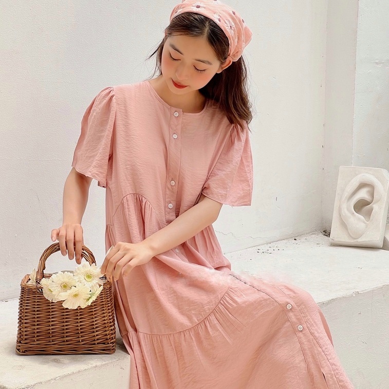 [5 màu] Váy Babydoll Dáng Dài 3 Tầng, Chất Linen Thun Dày Dặn, Phom Rộng Thoải Mái