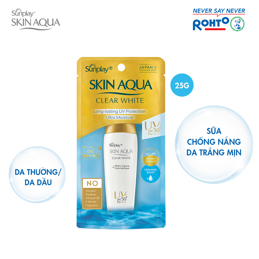 Sữa Chống Nắng Hằng Ngày Dưỡng Trắng Sunplay Skin Aqua Clear White SPF 50+, PA++++ (25g)