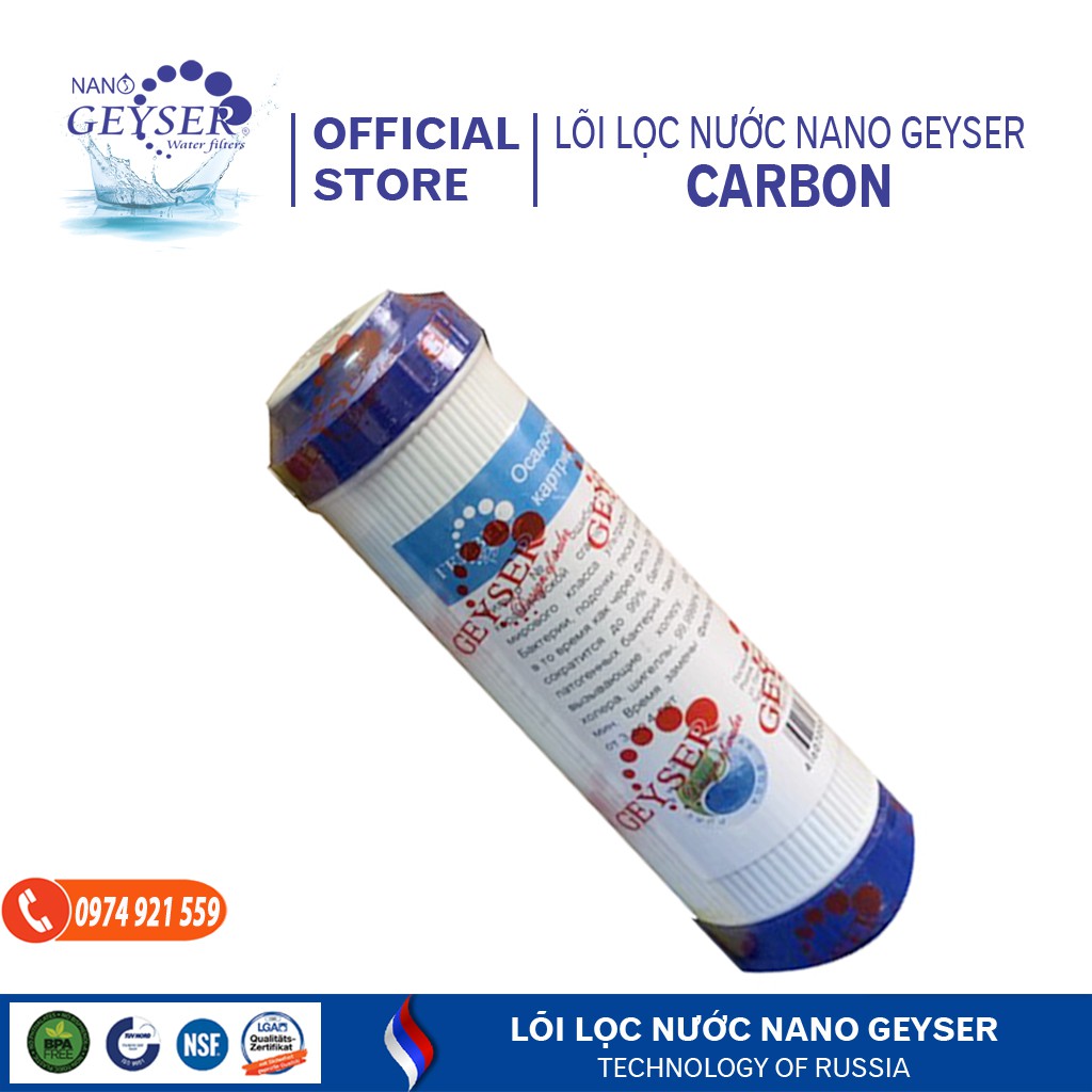 bộ Lõi lọc nước số 123 lõi Carbon-Cation-Aragon của máy bình lọc nước Nano không sử dụng điện giữ khoáng Nano Geyser của Nga