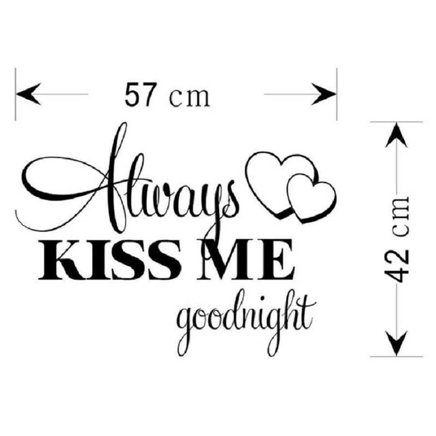 Giấy dán tường phòng ngủ chữ ALWAYS KISS ME GOODNIGHT lãng mạn