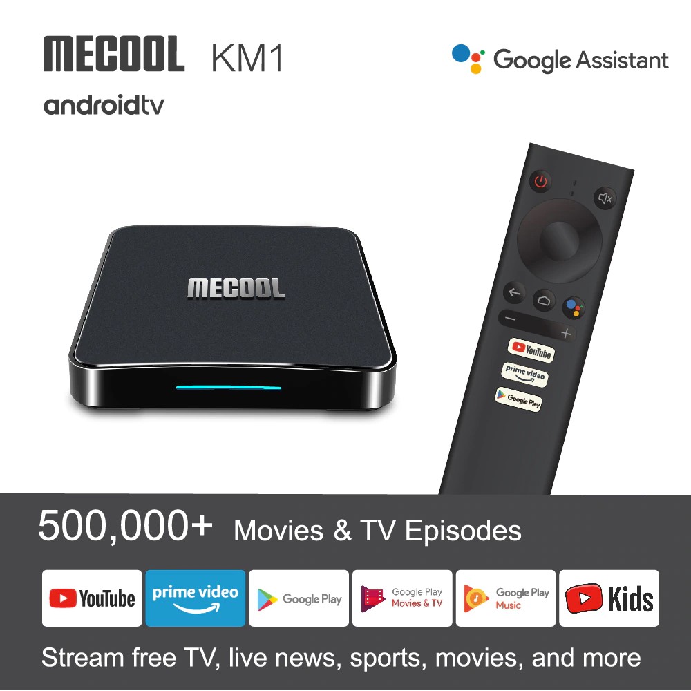 ANDROID TV BOX MECOOL KM1 RAM 4G BẢN QUYỀN GOOGLE, ĐIỀU KHIỂN GIỌNG NÓI KM1 ANDROID TV 9 - Hàng Nhập Khẩu