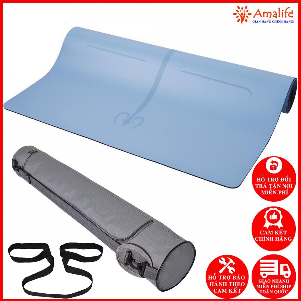 Thảm Tập Yoga Định Tuyến Bằng Da PU Hãng Amalife Tập Gym Cao Cấp Tặng Túi Đựng Và Dây Buộc