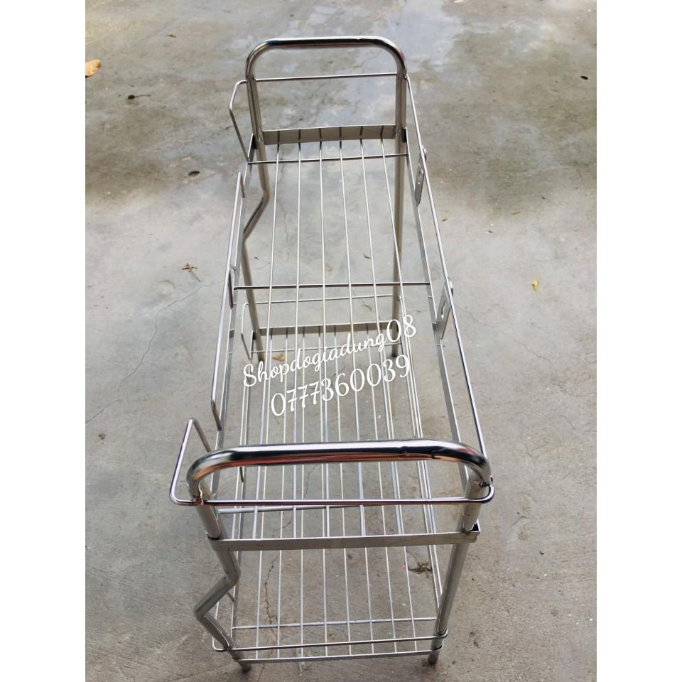 KỆ ĐỂ GIA VỊ 2 TẦNG INOX HÌNH CHỮ NHẬT CÓ 2 KÍCH CỠ hàng đẹp