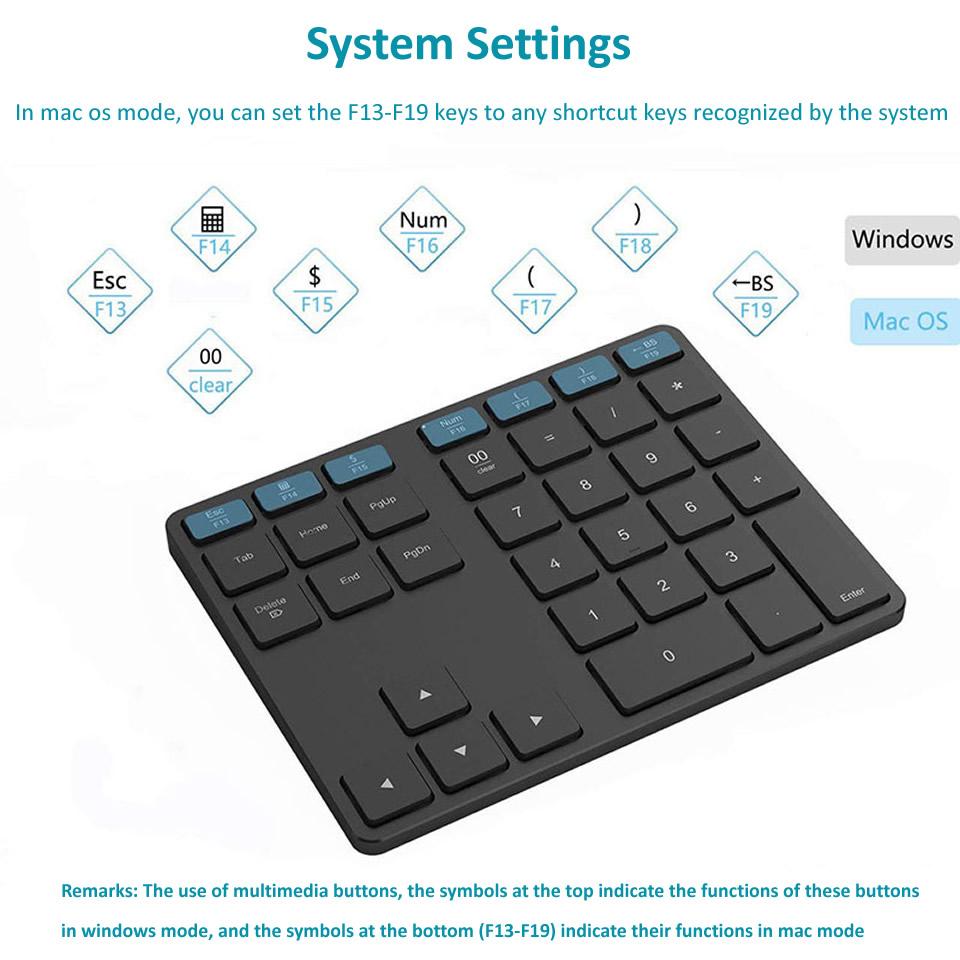 Bluetooth 5.0 Không Dây Bàn Phím Số 35 Phím Bàn Phím Số Dành Cho Kế Toán Rút Tiền Windows IOS Hệ Điều Hành Mac OS Android PC Máy Tính Bảng Laptop