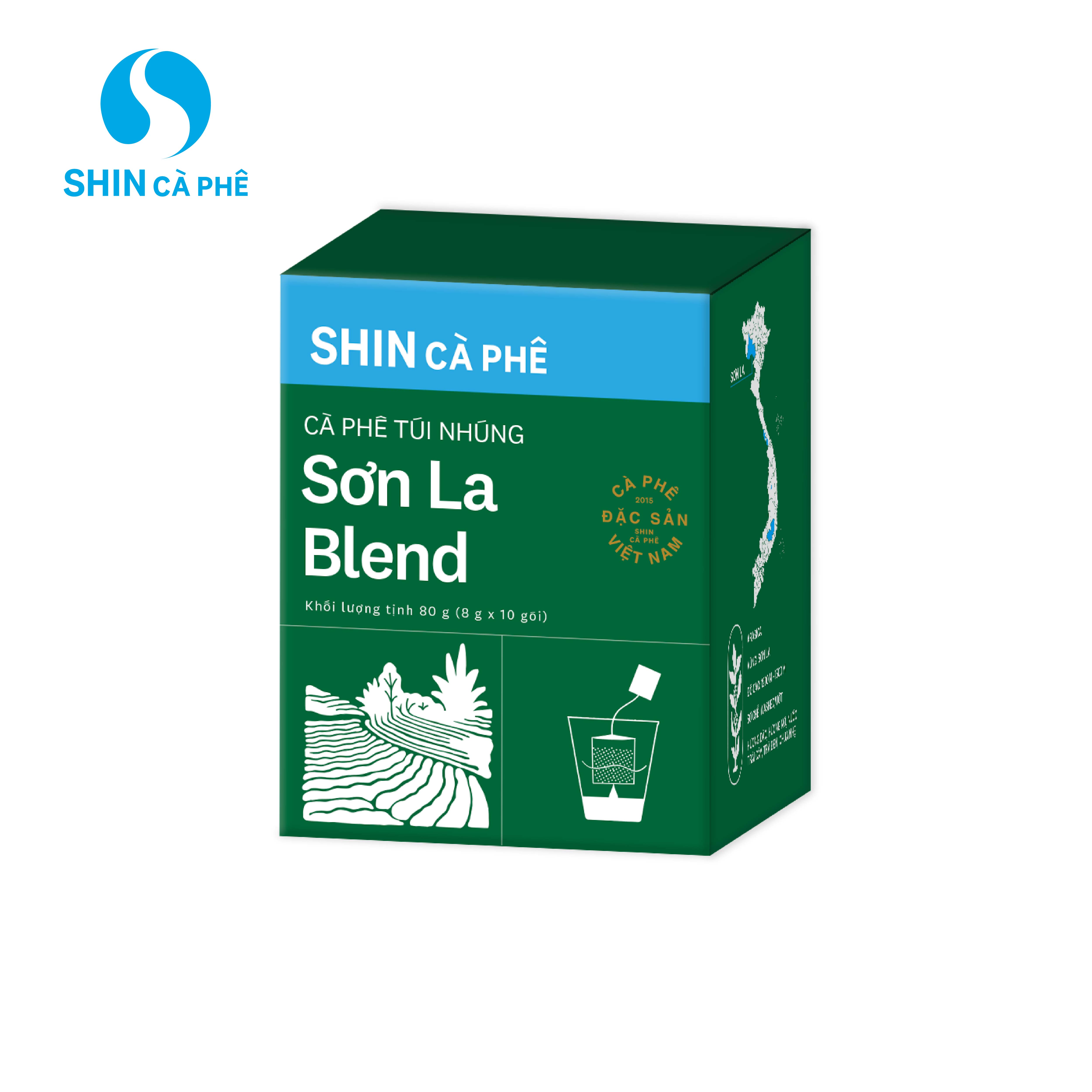 SHIN Cà Phê - Cà phê túi nhúng đặc sản Sơn La Blend hộp 10 gói