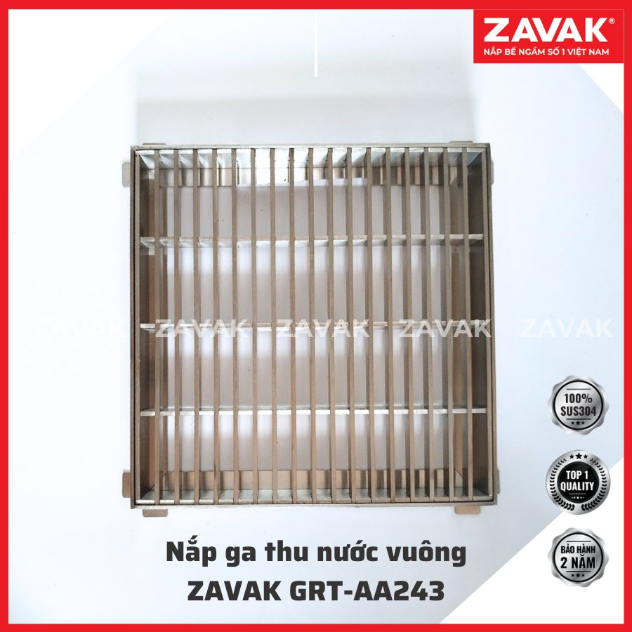 Rãnh Thoát nước vuông Inox 304 ZAVAK Grating GRT-AA243