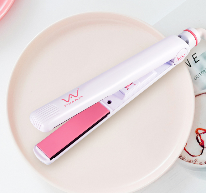 Máy uốn ép tóc 2In1 VIVID&VOGUE️ VAV066B/Màu Trắng, máy làm tóc mini tạo xoăn và ép thẳng chứa tinh dầu Keratin Argan-Hàng chính hãng