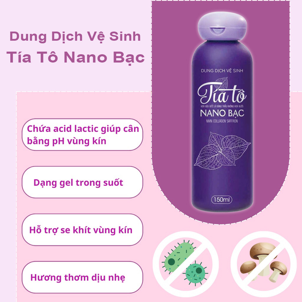 Dung dịch vệ sinh phụ nữ tía tô Nano bạc hà  , chai 15oml làm sạch , kháng khuẩn chiết xuất từ thiên nhiên