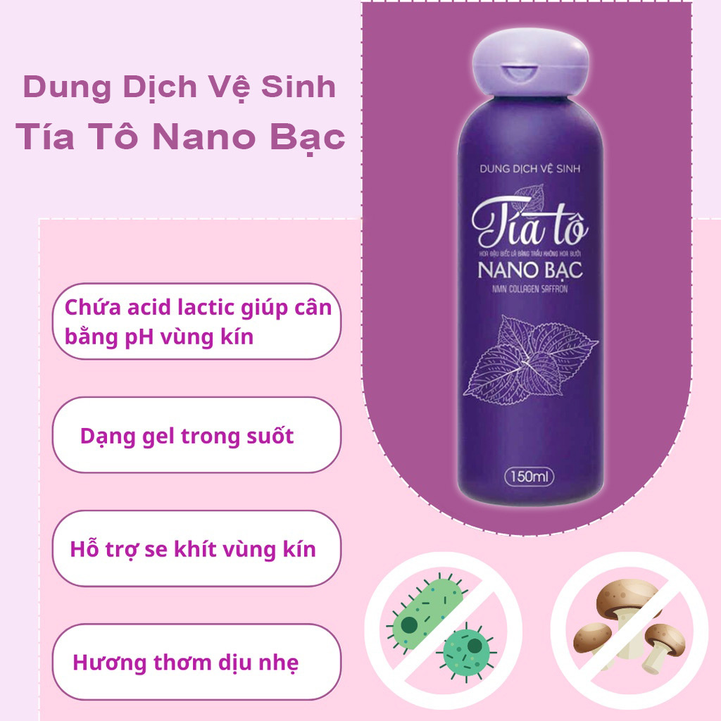 Chai dung dịch vệ sinh phụ nữ tía tô Nano bạc hà , 15oml làm sạch , kháng khuẩn chiết xuất từ thiên nhiên