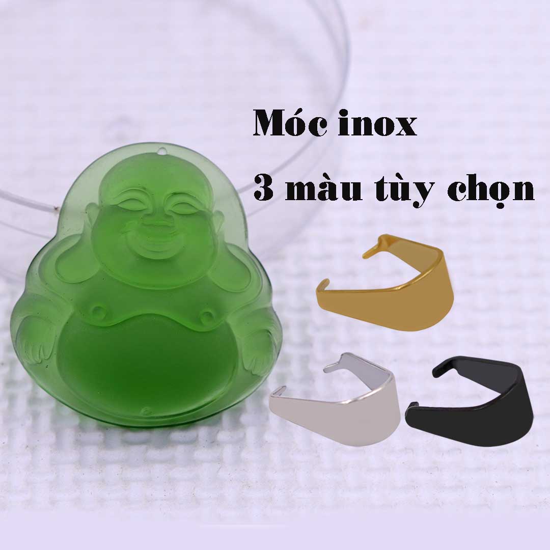Mặt dây chuyền Phật Di lặc Pha lê xanh lá 4.5cm  kèm Dây đeo các loại - Mặt Đá Phong thủy Bình an, Thịnh vượng