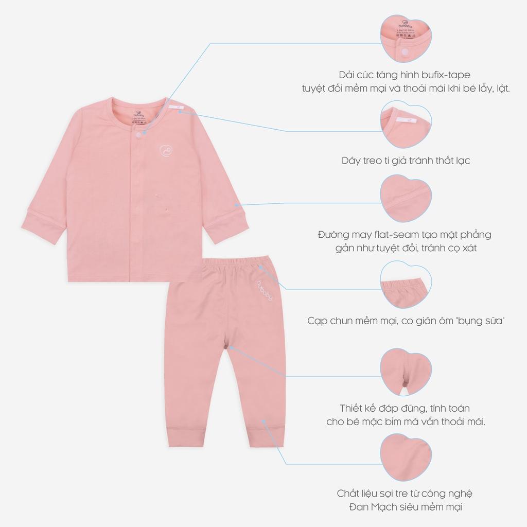 Bộ dài tay cài giữa sợi tre bambus BU cho bé 0m - 9m