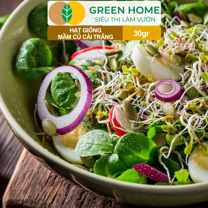 Hạt Giống Mầm Củ Cải Trắng GreenHome,Gói 30g, Dễ Trồng, Nảy Mầm Cao, Năng Suất Cao R10