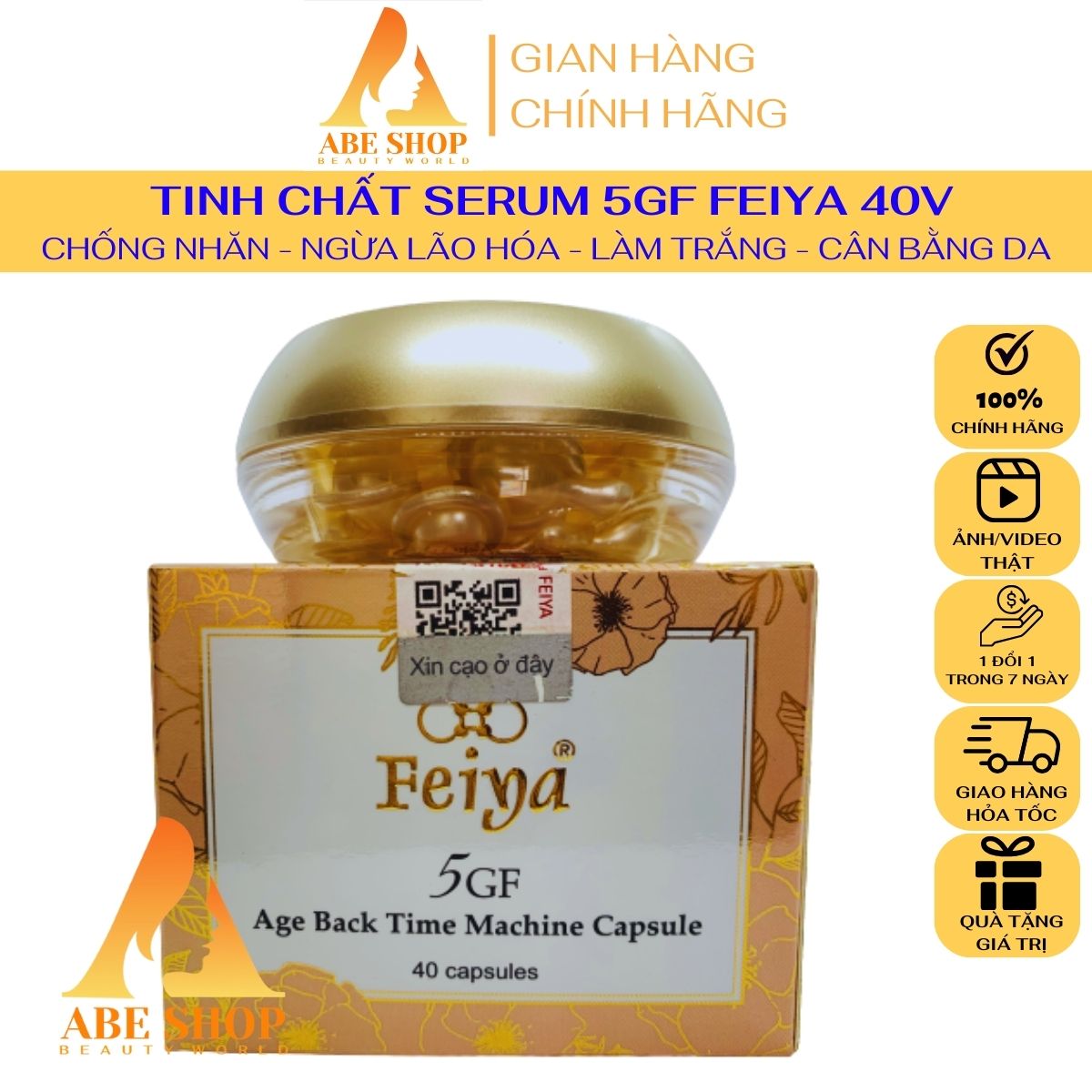 Serum FEIYA 5GF 40v – Cấp Ẩm – Trắng Da – Ngừa Lão Hóa – Giúp Cân Bằng pH – Thải Độc