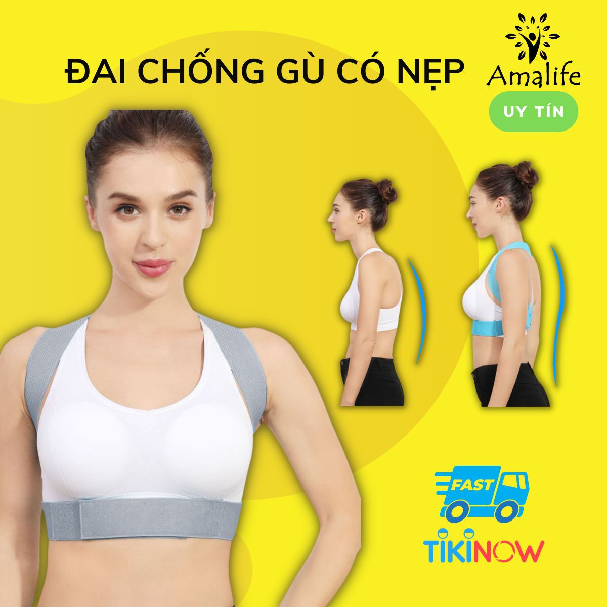 Đai Chống Gù Lưng Trẻ Em Nam Nữ  ( có size 15-80kg) Có Nẹp Nhiều Độ Tuổi Ama04 - Chính Hãng Amalife