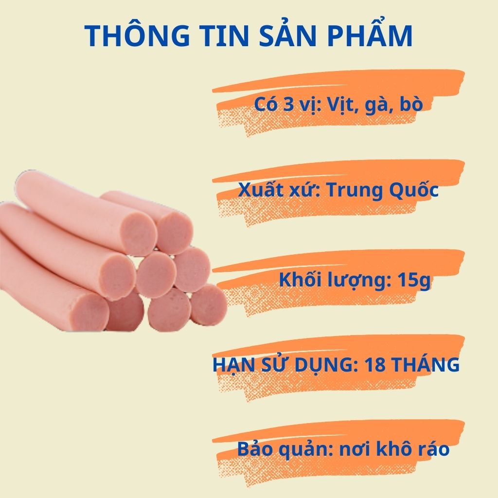 Xúc xích dinh dưỡng dành cho chó mèo - Thanh 15g