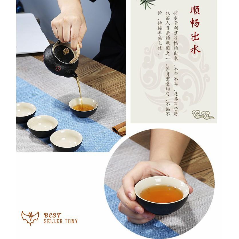 Hot - Ấm trà Nhật Bản hộp gỗ đen huyền bí tráng men cực đẹp 2019