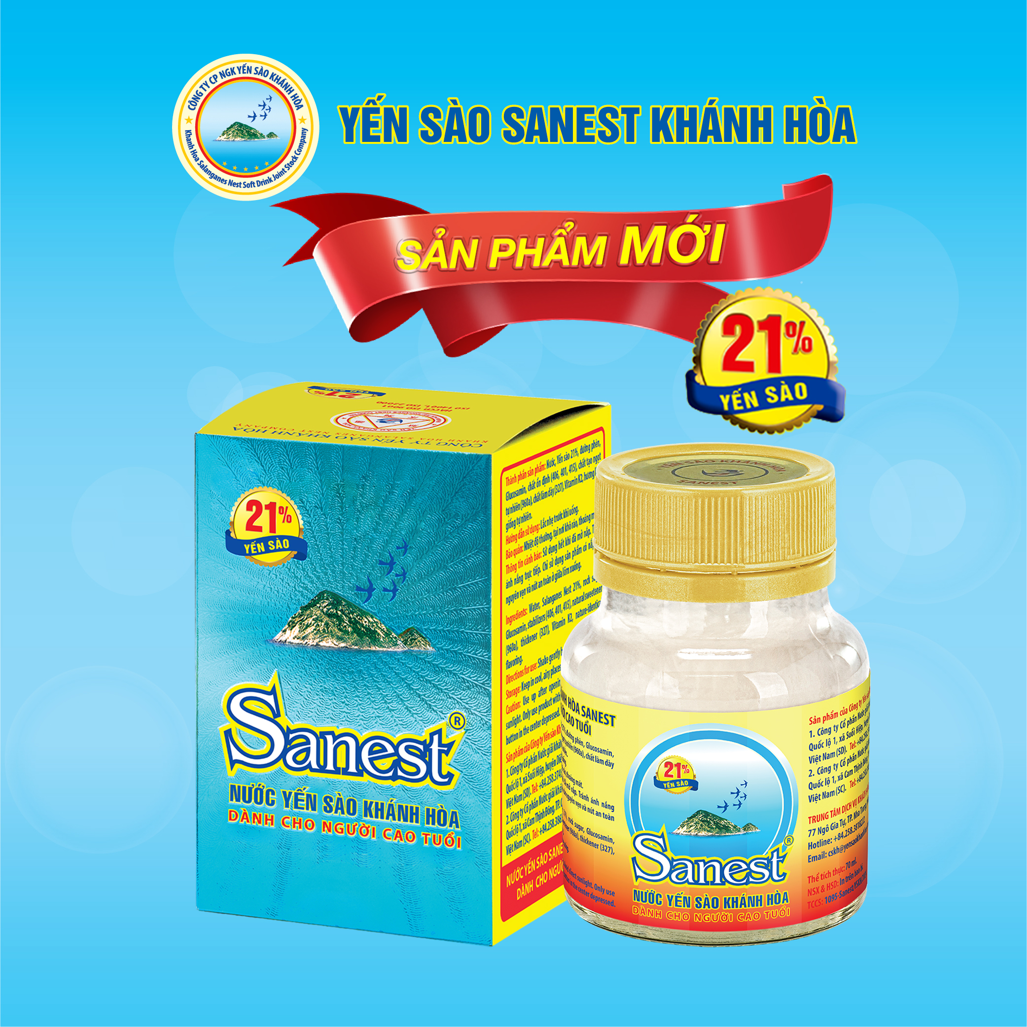 Nước Yến sào Khánh Hòa Sanest dành cho người cao tuổi hộp 1 lọ 70ml - S095H1