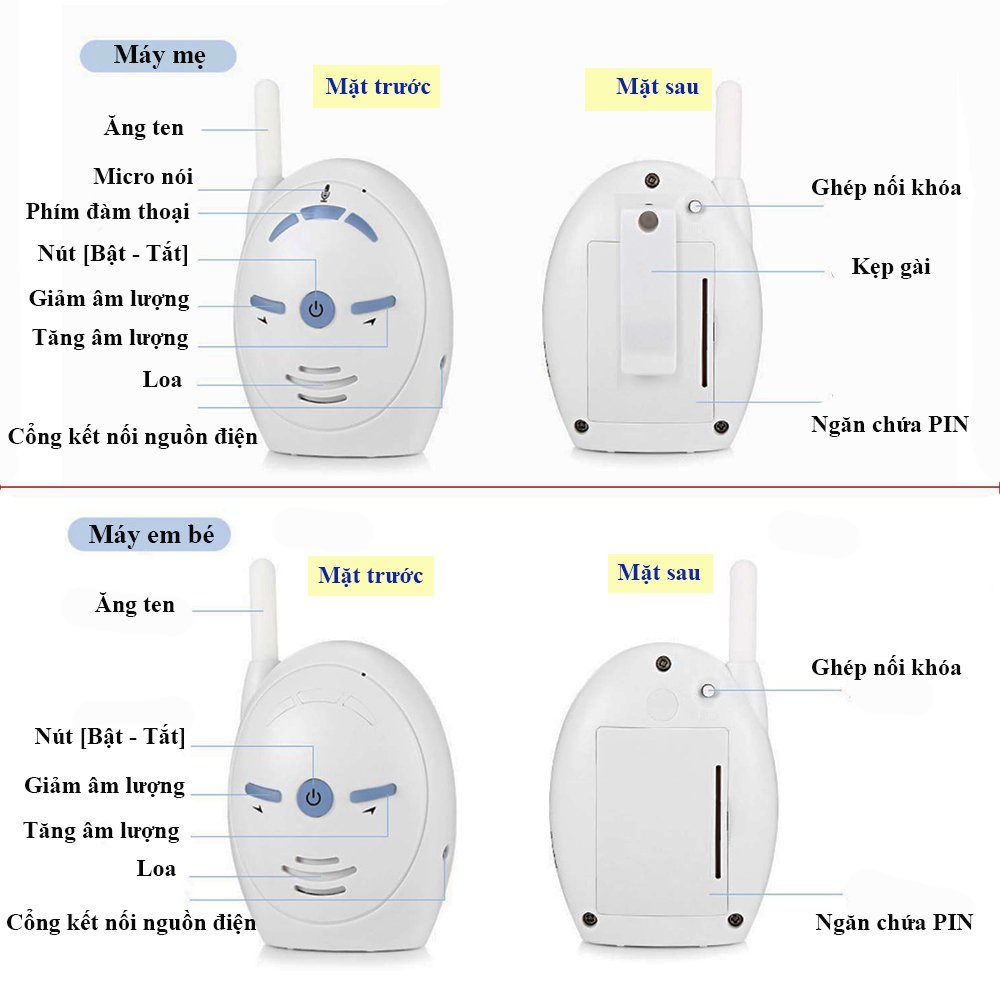 Máy Báo Khóc Trẻ Em Không Dây Cao Cấp - Thiết Bị Thông Minh Cho Mẹ - Máy 2 Chiều Thuận Tiện Cho Việc Chia Sẻ Âm Thanh Giữa Mẹ Và Bé - Loa To, Rõ Ràng - [Kèm 3 Đôi Tất Mèo Màu Ngẫu Nhiên Tặng Mẹ]