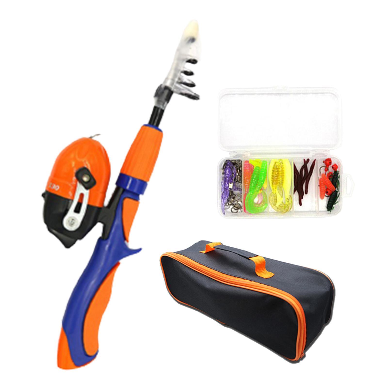 Traveling Kid Fishing Pole Fishing Rod and Reel Combo for Kids red