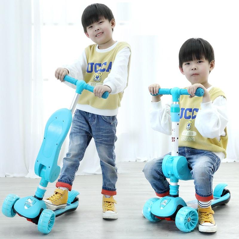 Xe scooter có ghế cho bé  Xe trượt trẻ em 3 bánh gấp gọn có nhạc đèn phát sáng,có ghế ngồi thuận tiện.