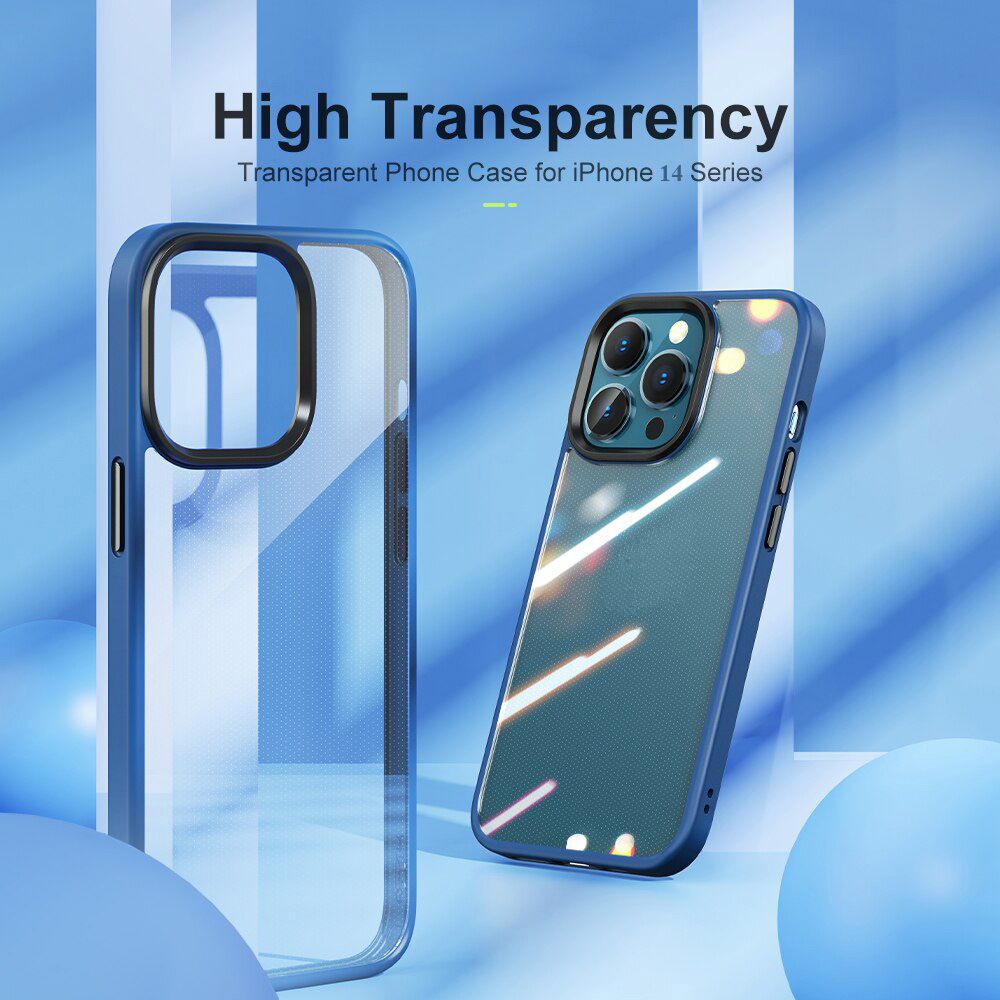 Ốp lưng chống sốc viền cao su cho iPhone 14 Pro thiết kế mặt lưng trong suốt Hiệu Rock hybrid tective Case - hàng nhập khẩu