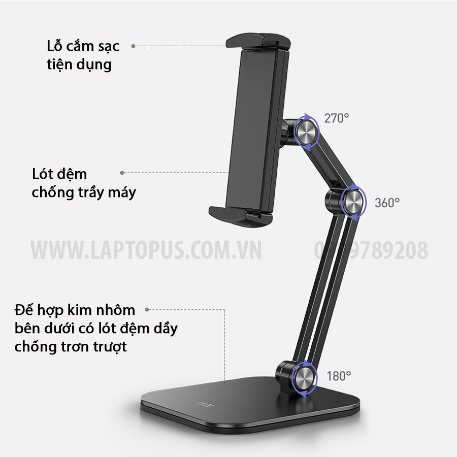 Gía Đỡ Máy Tính Bảng Tablet Hợp Kim Nhôm Tay Giữ Xoay 360 Độ