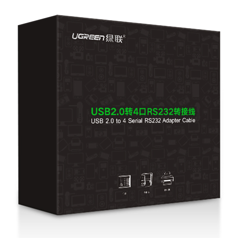 Cáp chuyển đổi USB 2.0 sang 4 đầu COM RS232 đực chuẩn DB9 dài 1.5m UGREEN US229 30770 - Hàng chính hãng