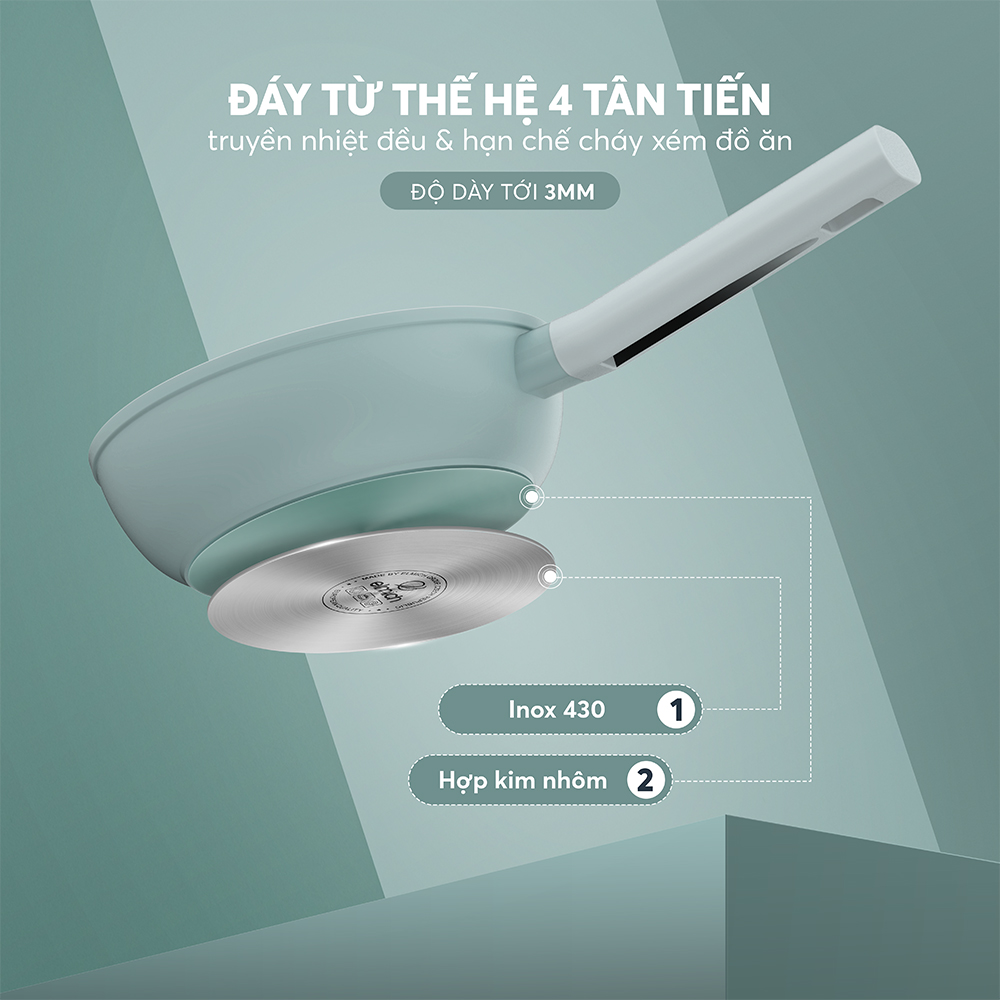 Chảo phủ sứ an toàn Elmich Verona EL-5968SK nhiều size, Hàng chính hãng, dùng được mọi bếp - JoyMall