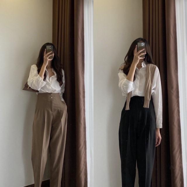 Quần Tây Cạp Liền 2 Khuy xếp ly