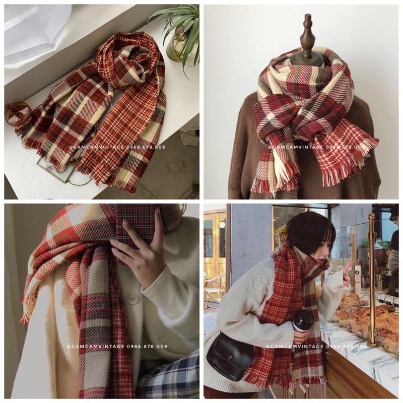 KHĂN QUẢNG CỔ NỮ CHOẢNG CỔ NAM, KHĂN ĐÔI NAM NỮ QUÀ TẶNG MỀM MỊN NHẸ ẤM - CARO ĐỎ