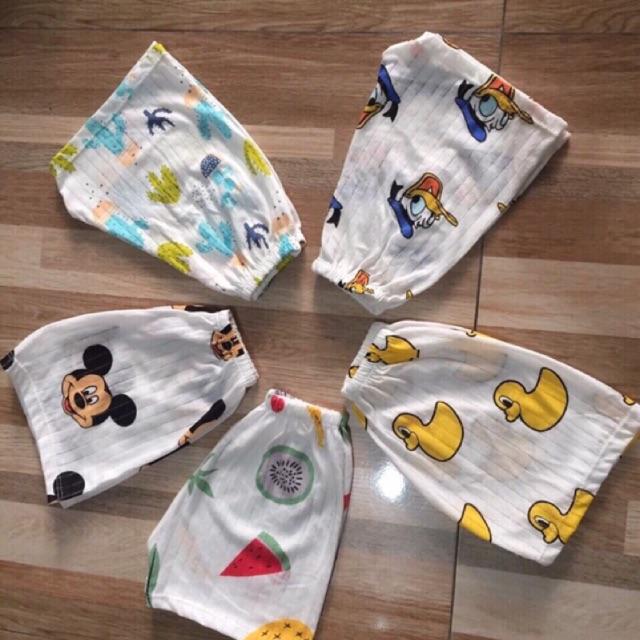 Set 10 quần đùi cotton giấy cho bé trai và bé gái 3-12kg