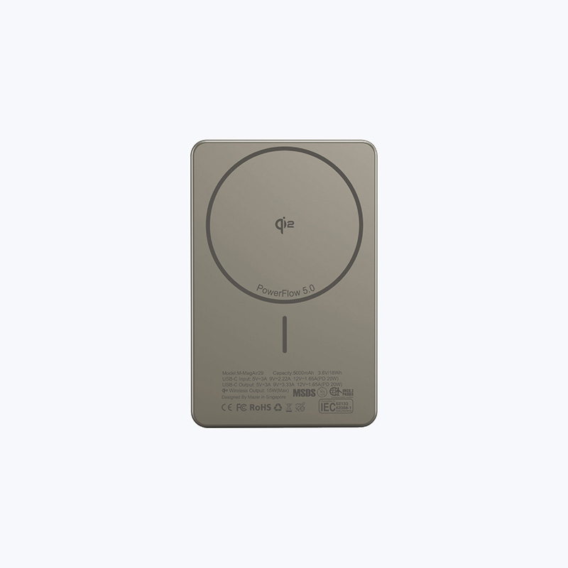 Pin Sạc Dự Phòng Không Dây MAZER MagAir S Qi2 15W PD 20W 5.000mAh Siêu Mỏng Màn Hình Số Hiển Thị Pin Và Trạng Thái Sạc Hàng Chính Hãng