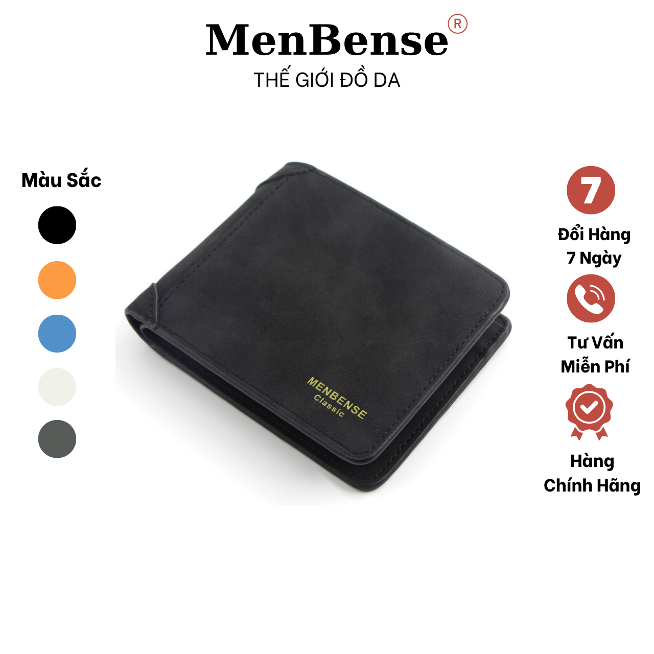 Ví nam da lộn cao cấp MENBENSE Classic,Bóp nam dáng ngang nhỏ gọn thời trang MB01