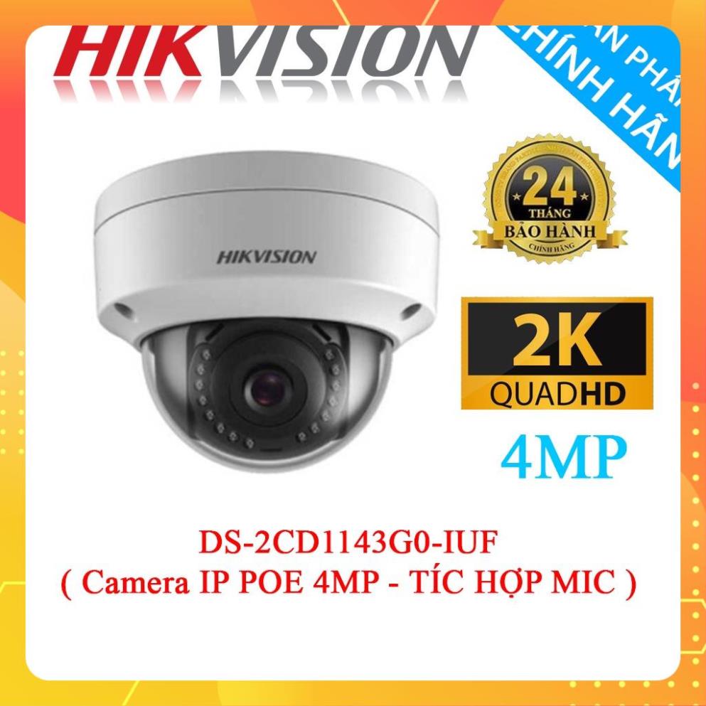 Camera IP hồng ngoại 4MP tích hợp Mic Hikvision DS-2CD1143G0-IUF - Hàng chính hãng
