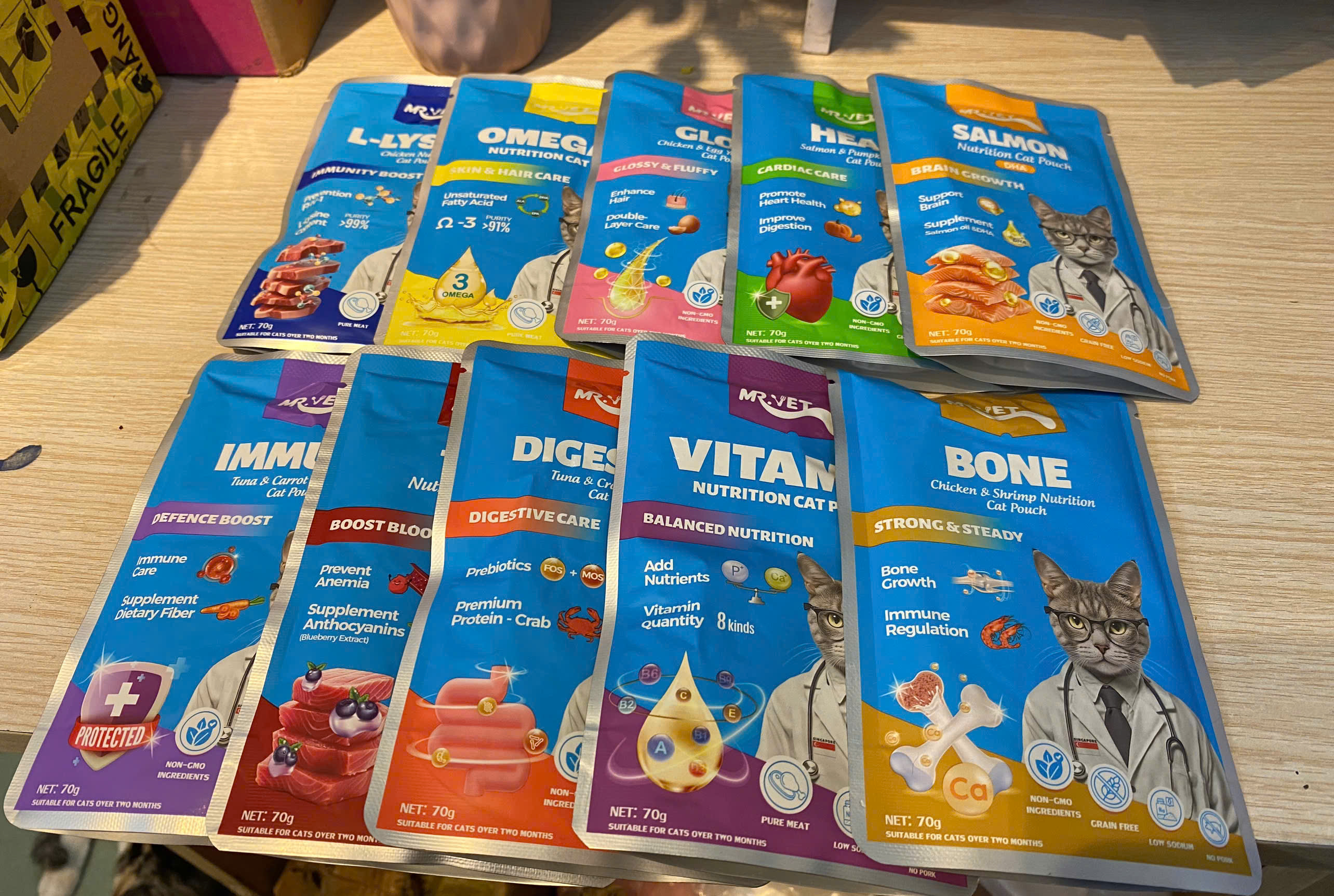 Combo mix vị 10 gói Pate cho mèo Mr.Vet bổ sung Protein, Prebiotics và Taurine, Pate Mr.Vet cho mèo mọi lứa tuổi