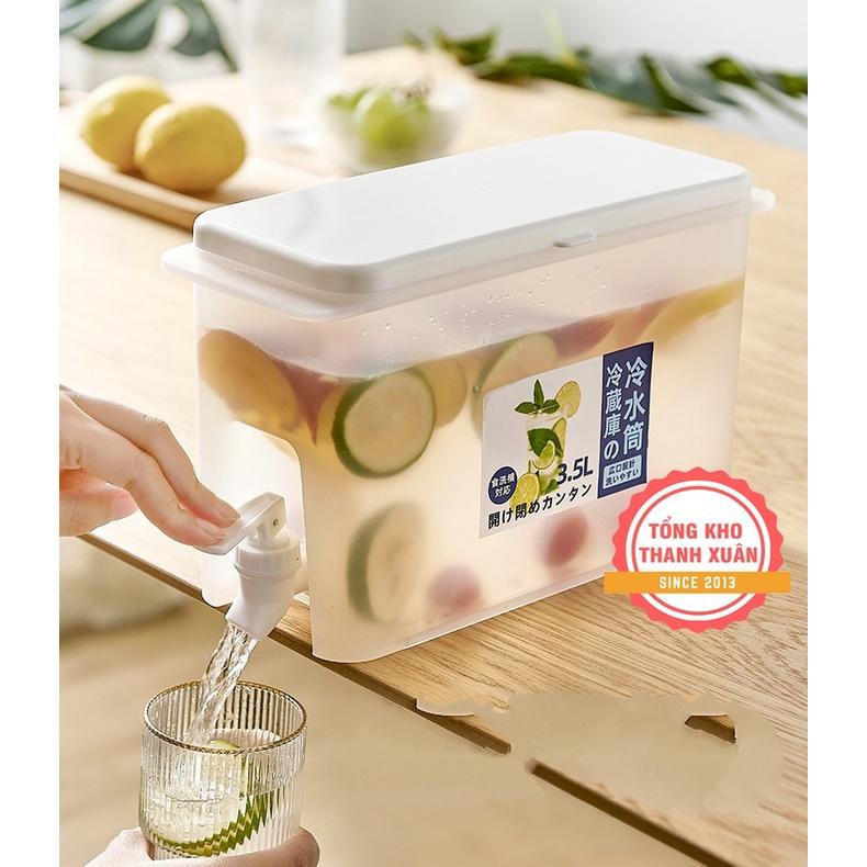 Bình Nước Có Vòi Để Tủ Lạnh 3.5L Cao Cấp ️RẺ VÔ ĐỊCH️ Bình Nước Có Vòi Tiện Dụng Nhựa PP An Toàn