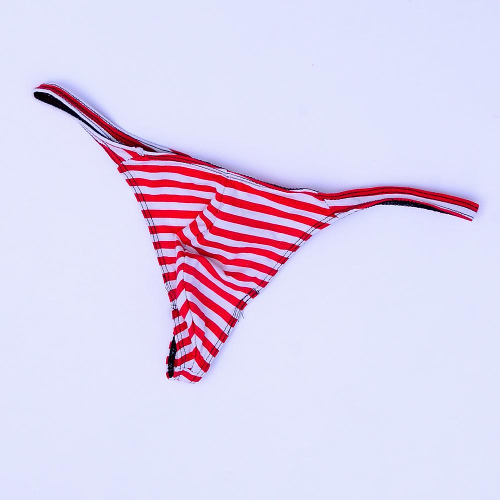 2-3pack Men's Sexy G-string Underwear T-back Thongs Briefs Red White Striped