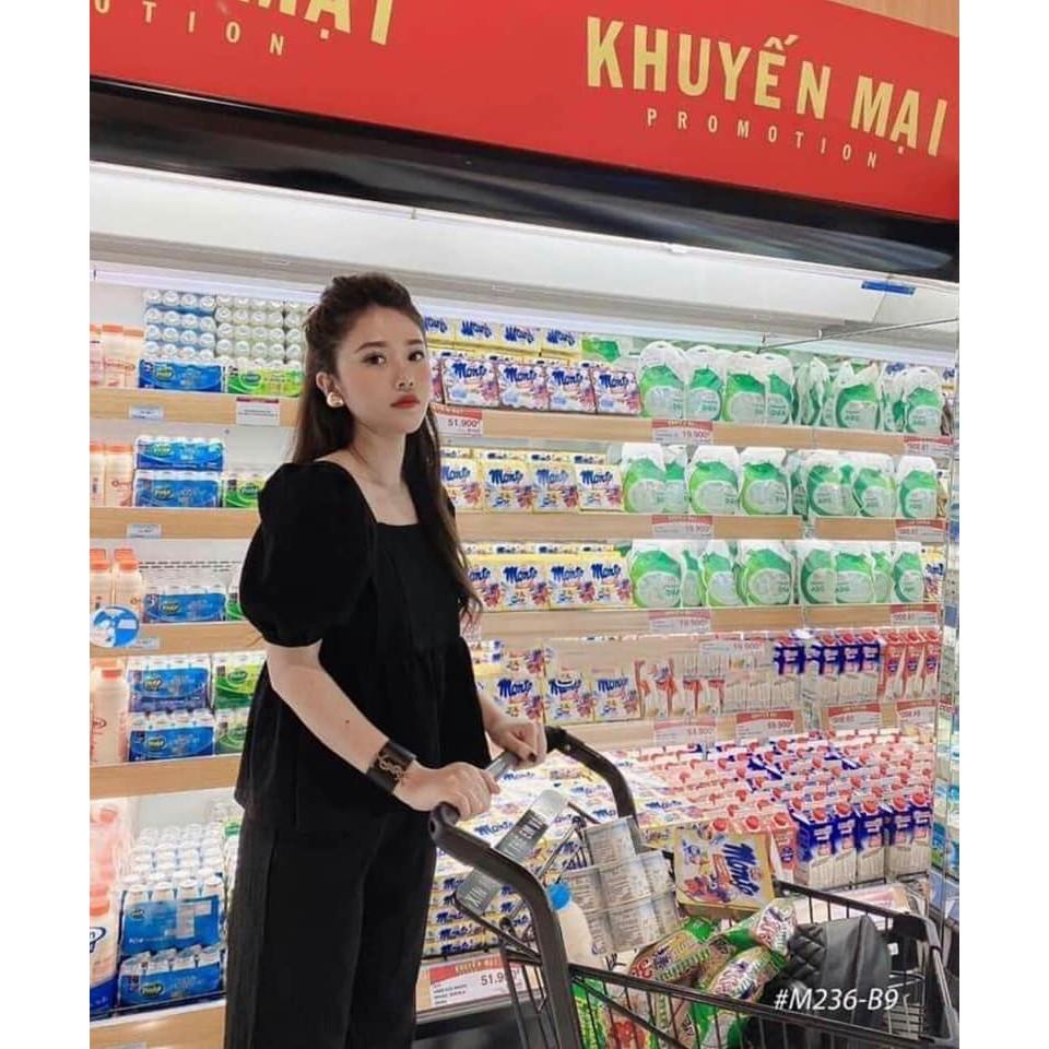 sét đũi cổ vuông tay bồng
