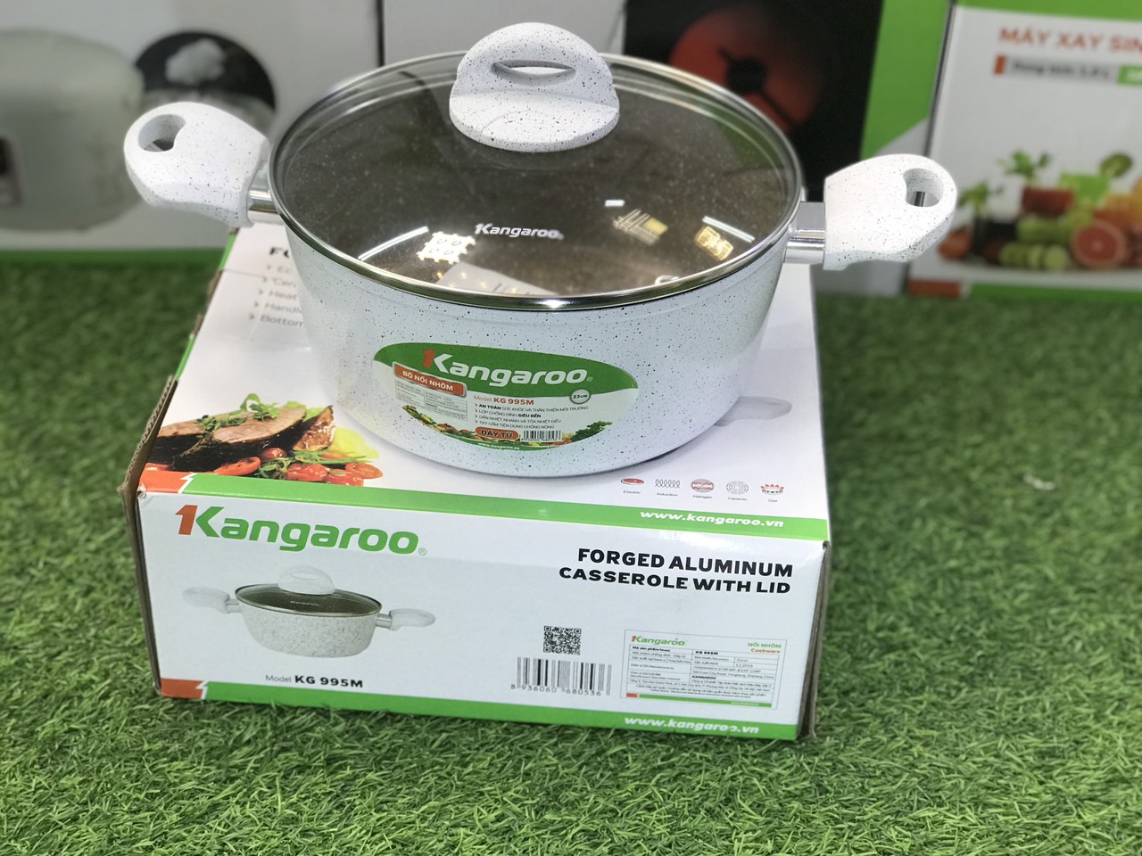 Nồi nhôm Kangaroo KG995M 22cm vân đá hoa cương chống dính siêu bền Hàng chính hãng