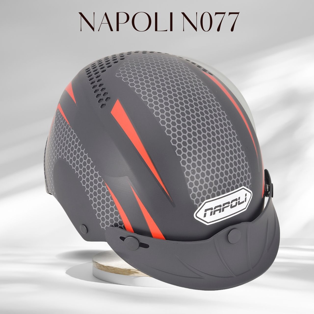 Nón Bảo Hiểm Lưỡi Trai 1/2 Đầu Tem V2 Màu Đỏ Napoli N077-V2ĐỎ-LT - Size đầu 55 -58 cm