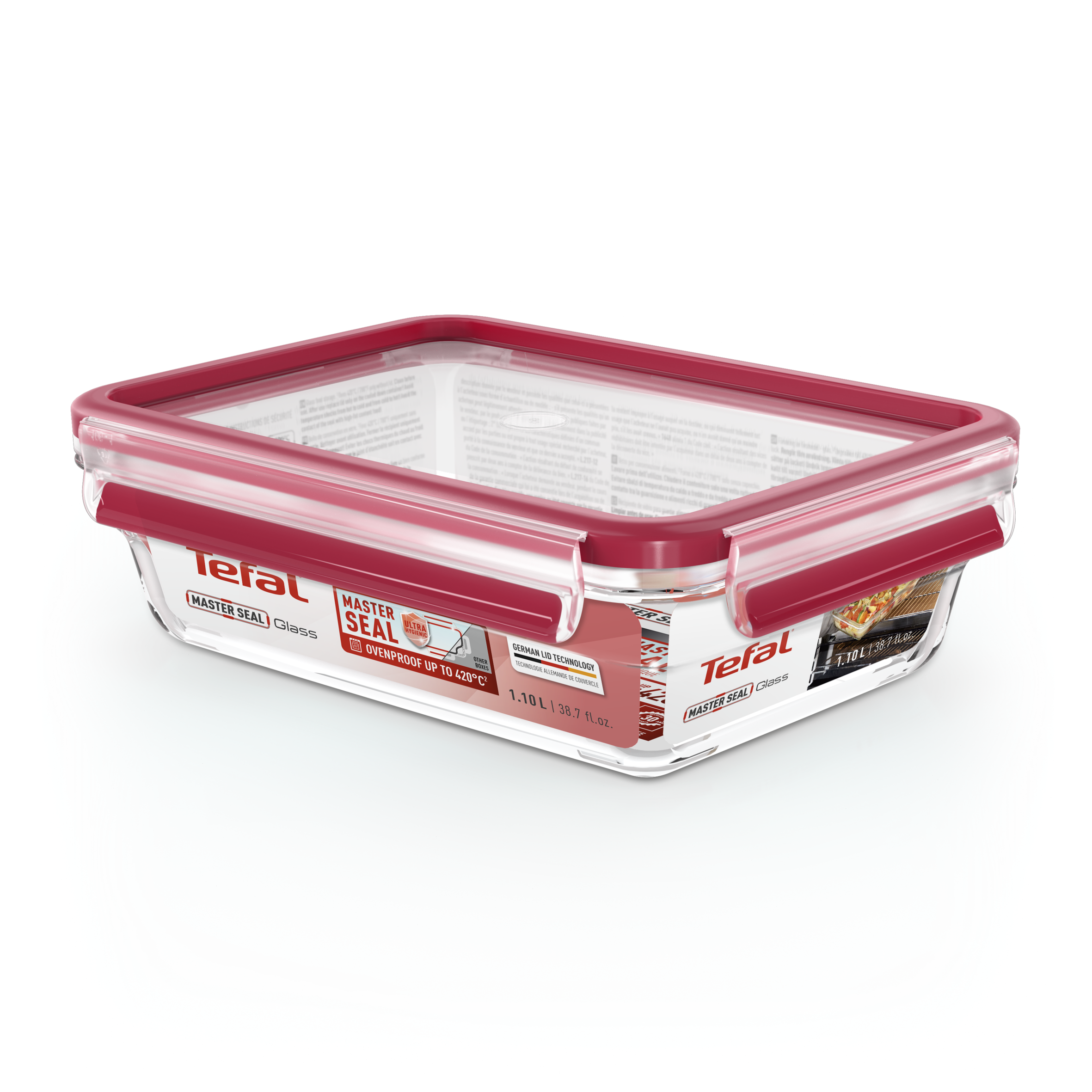 Bộ 3 hộp bảo quản thực phẩm thủy tinh Tefal Masterseal Glass - Hàng chính hãng
